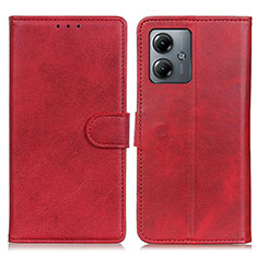 Leather Case Stands Flip Cover Holder A05D for Motorola Moto G14 Red