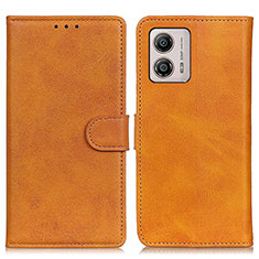 Leather Case Stands Flip Cover Holder A05D for Motorola Moto G53 5G Brown