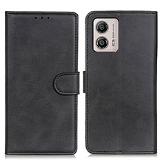 Leather Case Stands Flip Cover Holder A05D for Motorola Moto G53j 5G Black