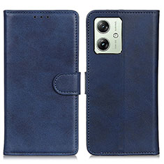 Leather Case Stands Flip Cover Holder A05D for Motorola Moto G54 5G Blue