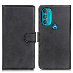 Leather Case Stands Flip Cover Holder A05D for Motorola Moto G71 5G Black