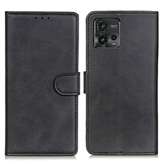 Leather Case Stands Flip Cover Holder A05D for Motorola Moto G72 Black