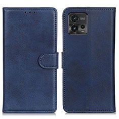 Leather Case Stands Flip Cover Holder A05D for Motorola Moto G72 Blue