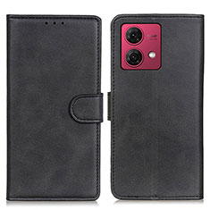 Leather Case Stands Flip Cover Holder A05D for Motorola Moto G84 5G Black