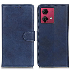 Leather Case Stands Flip Cover Holder A05D for Motorola Moto G84 5G Blue