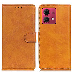 Leather Case Stands Flip Cover Holder A05D for Motorola Moto G84 5G Brown