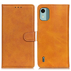 Leather Case Stands Flip Cover Holder A05D for Nokia C12 Brown