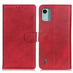 Leather Case Stands Flip Cover Holder A05D for Nokia C12 Pro Red