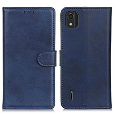 Leather Case Stands Flip Cover Holder A05D for Nokia C2 2nd Edition Blue