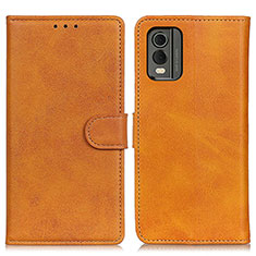 Leather Case Stands Flip Cover Holder A05D for Nokia C32 Brown