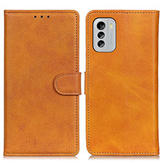 Leather Case Stands Flip Cover Holder A05D for Nokia G60 5G Brown