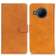 Leather Case Stands Flip Cover Holder A05D for Nokia X100 5G Brown