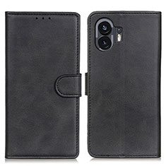 Leather Case Stands Flip Cover Holder A05D for Nothing Phone 2 Black