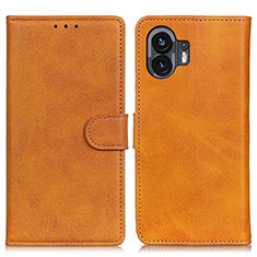 Leather Case Stands Flip Cover Holder A05D for Nothing Phone 2 Brown