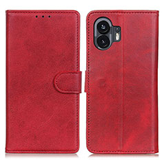 Leather Case Stands Flip Cover Holder A05D for Nothing Phone 2 Red