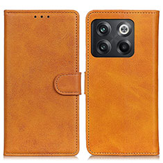 Leather Case Stands Flip Cover Holder A05D for OnePlus 10T 5G Brown