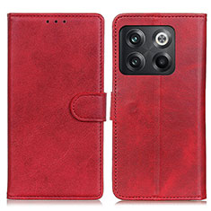 Leather Case Stands Flip Cover Holder A05D for OnePlus 10T 5G Red