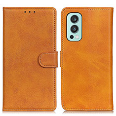 Leather Case Stands Flip Cover Holder A05D for OnePlus Nord 2 5G Brown