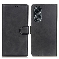 Leather Case Stands Flip Cover Holder A05D for Oppo A18 Black