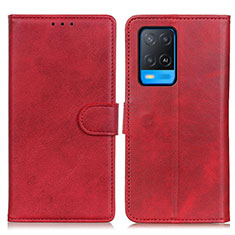 Leather Case Stands Flip Cover Holder A05D for Oppo A54 4G Red