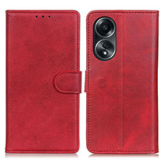 Leather Case Stands Flip Cover Holder A05D for Oppo A58 4G Red