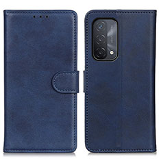 Leather Case Stands Flip Cover Holder A05D for Oppo A74 5G Blue