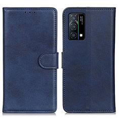 Leather Case Stands Flip Cover Holder A05D for Oppo K9 5G Blue