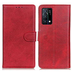 Leather Case Stands Flip Cover Holder A05D for Oppo K9 5G Red