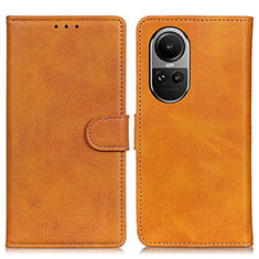 Leather Case Stands Flip Cover Holder A05D for Oppo Reno10 5G Brown