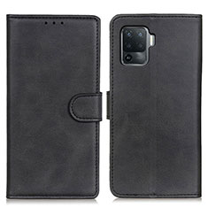 Leather Case Stands Flip Cover Holder A05D for Oppo Reno5 F Black