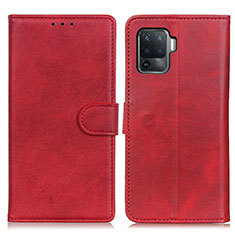 Leather Case Stands Flip Cover Holder A05D for Oppo Reno5 Lite Red