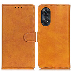 Leather Case Stands Flip Cover Holder A05D for Oppo Reno8 T 4G Brown