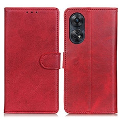 Leather Case Stands Flip Cover Holder A05D for Oppo Reno8 T 4G Red