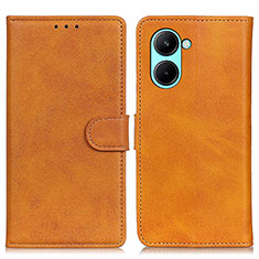 Leather Case Stands Flip Cover Holder A05D for Realme C33 (2023) Brown