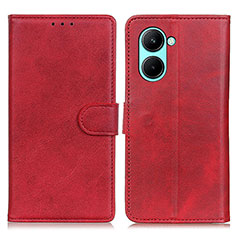 Leather Case Stands Flip Cover Holder A05D for Realme C33 (2023) Red