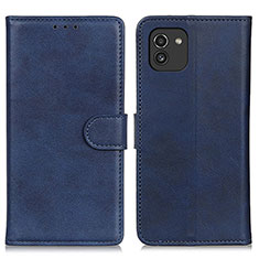 Leather Case Stands Flip Cover Holder A05D for Samsung Galaxy A03 Blue