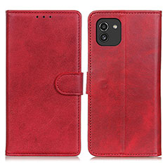 Leather Case Stands Flip Cover Holder A05D for Samsung Galaxy A03 Red