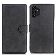 Leather Case Stands Flip Cover Holder A05D for Samsung Galaxy A13 4G Black