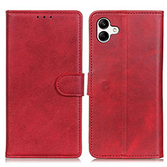 Leather Case Stands Flip Cover Holder A05D for Samsung Galaxy F04 Red