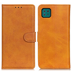 Leather Case Stands Flip Cover Holder A05D for Samsung Galaxy F42 5G Brown