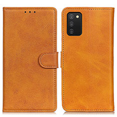 Leather Case Stands Flip Cover Holder A05D for Samsung Galaxy M02s Brown