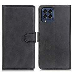 Leather Case Stands Flip Cover Holder A05D for Samsung Galaxy M53 5G Black