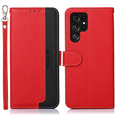 Leather Case Stands Flip Cover Holder A05D for Samsung Galaxy S21 Ultra 5G Red