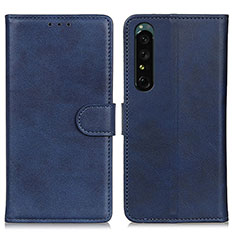 Leather Case Stands Flip Cover Holder A05D for Sony Xperia 1 IV Blue