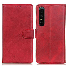 Leather Case Stands Flip Cover Holder A05D for Sony Xperia 1 IV Red