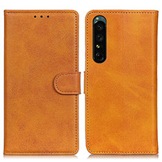 Leather Case Stands Flip Cover Holder A05D for Sony Xperia 1 IV SO-51C Brown