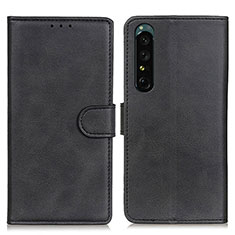 Leather Case Stands Flip Cover Holder A05D for Sony Xperia 1 V Black