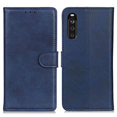 Leather Case Stands Flip Cover Holder A05D for Sony Xperia 10 III SO-52B Blue