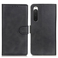 Leather Case Stands Flip Cover Holder A05D for Sony Xperia 10 IV Black