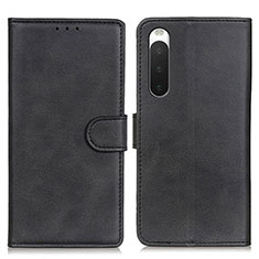 Leather Case Stands Flip Cover Holder A05D for Sony Xperia 10 IV SO-52C Black